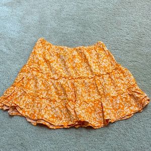 Kids Orange Floral Skirt
